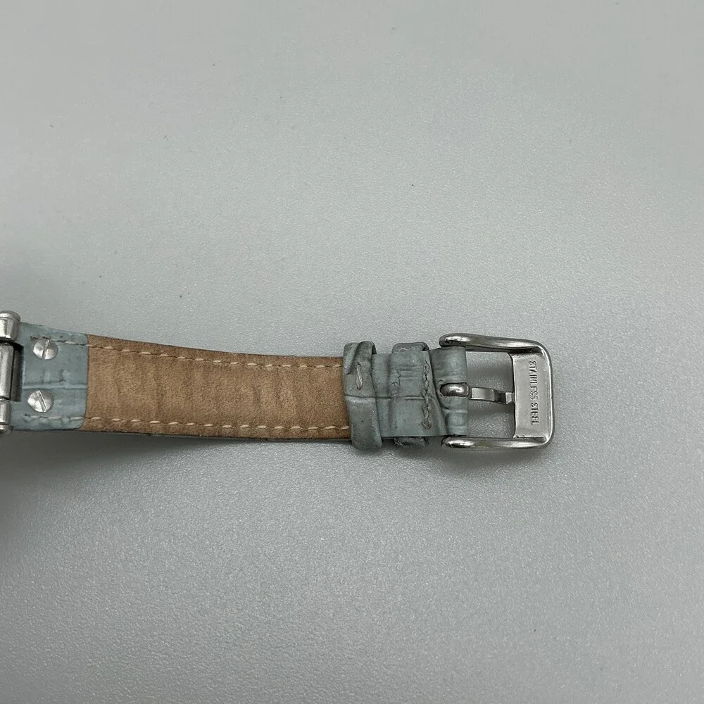 Anne Klein 1090G9 Womens Watch 34mm Silver Tone Dial Gray Leather New Battery